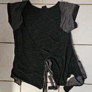 Daytrip Charcoal Tie-Front Blouse